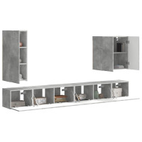 Produktbild för TV väggskåp set Väggmonterad 6 pcs Betonggrå