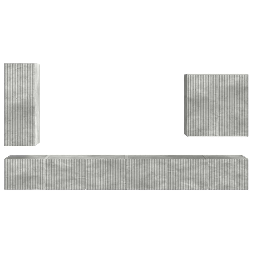 Produktbild för TV väggskåp set Väggmonterad 6 pcs Betonggrå