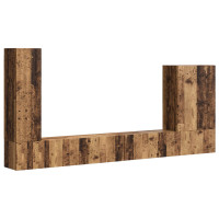 Produktbild för TV väggskåp set Väggmonterad 6 pcs Gammalt trä