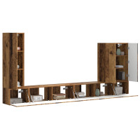 Produktbild för TV väggskåp set Väggmonterad 6 pcs Gammalt trä