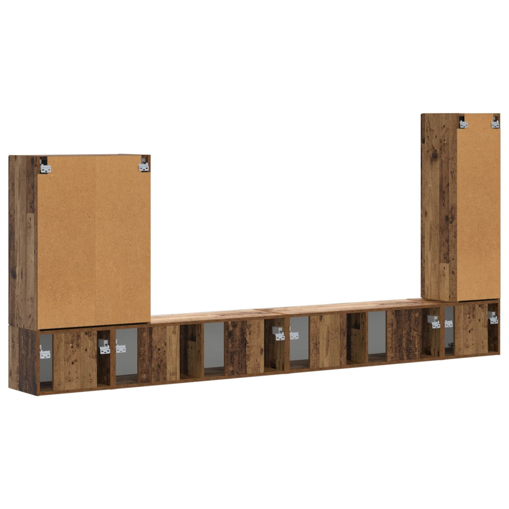 Produktbild för TV väggskåp set Väggmonterad 6 pcs Gammalt trä
