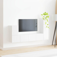 Produktbild för TV-bänkset Väggmonterad 3 pcs Vit Konstruerat trä
