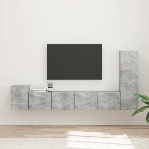 vidaXL TV-bänkset Väggmonterad 3 pcs Betonggrå Konstruerat trä