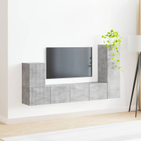 Produktbild för TV-bänkset Väggmonterad 3 pcs Betonggrå Konstruerat trä