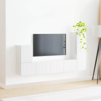 Produktbild för TV-bänkset Väggmonterad 3 pcs Högblanka vita Konstruerat trä