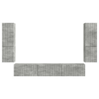 Produktbild för TV-bänkset Väggmonterad 4 pcs Betonggrå Konstruerat trä