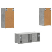 Produktbild för TV-bänkset Väggmonterad 6 pcs Betonggrå Konstruerat trä