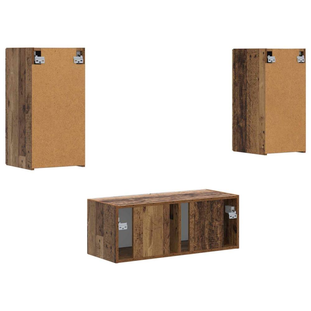 Produktbild för TV-bänkset Väggmonterad 6 pcs Gammalt trä Konstruerat trä