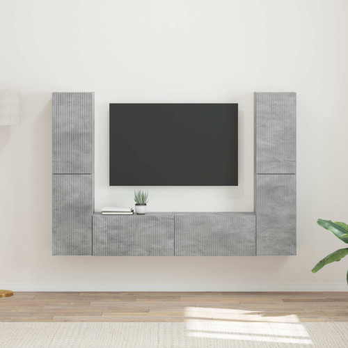 vidaXL TV-bänkset 6 pcs Betonggrå Konstruerat trä