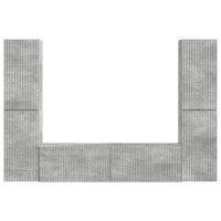 Produktbild för TV-bänkset 6 pcs Betonggrå Konstruerat trä