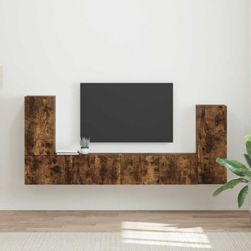 vidaXL TV-bänkset 4 pcs Rökt ek Konstruerat trä
