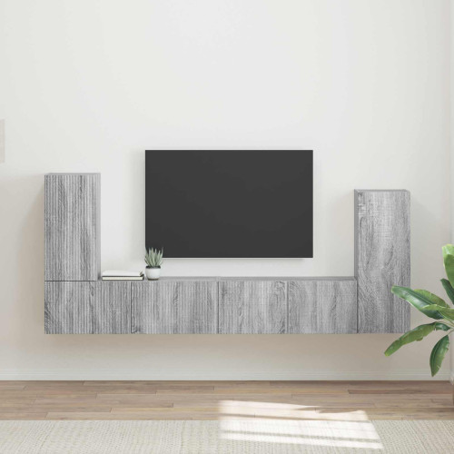 vidaXL TV-bänkset 4 pcs Grå Sonoma Konstruerat trä