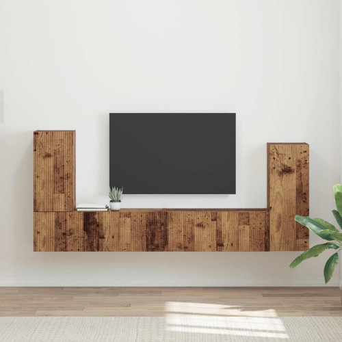vidaXL TV-bänkset 4 pcs Gammalt trä Konstruerat trä