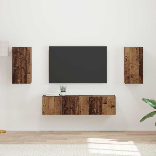 vidaXL TV-bänkset 4 pcs Gammalt trä Konstruerat trä