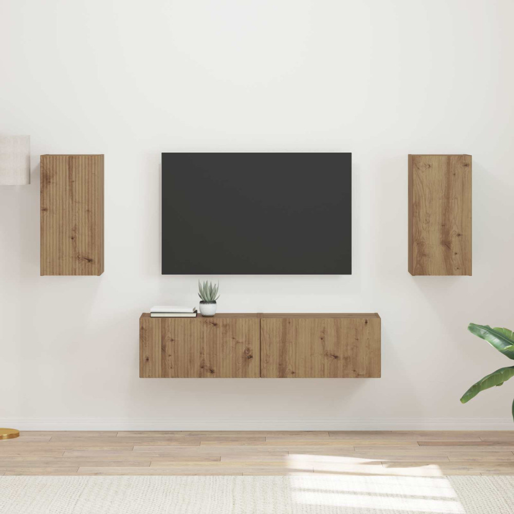 Produktbild för TV-bänkset 4 pcs Artisan Ek Konstruerat trä