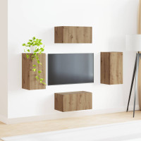 Produktbild för TV-bänkset 4 pcs Artisan Ek Konstruerat trä