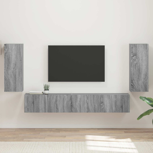 vidaXL TV-bänkset 4 pcs Grå Sonoma Konstruerat trä