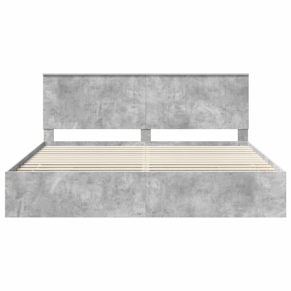 Produktbild för Sängram med låda Betonggrå 200 x 200 cm Ingenjörsträ