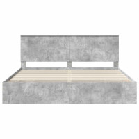 Produktbild för Sängram med låda Betonggrå 200 x 200 cm Ingenjörsträ