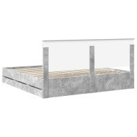 Produktbild för Sängram med låda Betonggrå 200 x 200 cm Ingenjörsträ