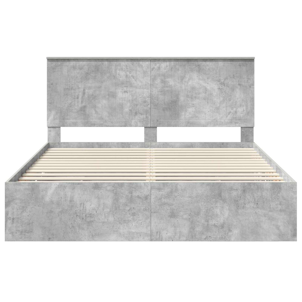 Produktbild för Sängram med låda Betonggrå 160 x 200 cm Ingenjörsträ