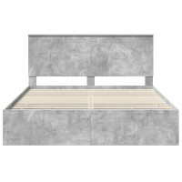 Produktbild för Sängram med låda Betonggrå 160 x 200 cm Ingenjörsträ