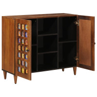 Produktbild för Sideboard med hylla Valnöt 90 x 33,5 x 75 cm Massivt mangoträ