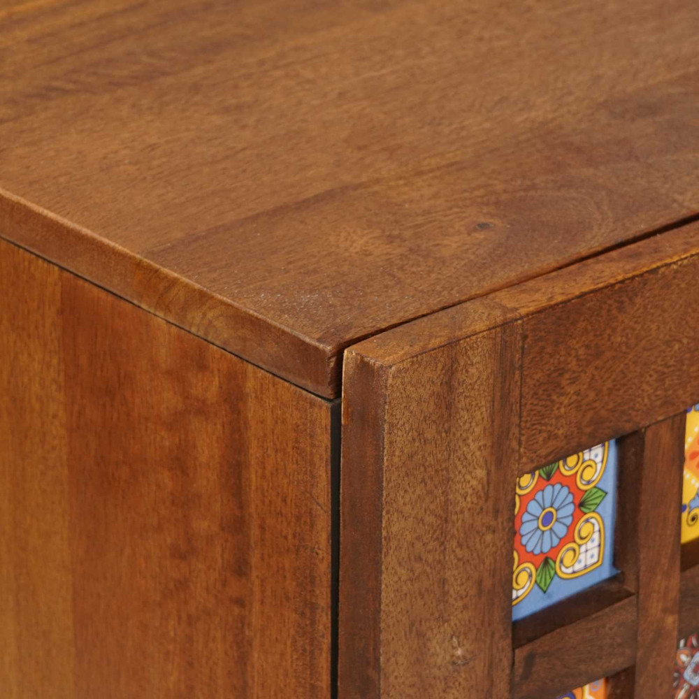 Produktbild för Sideboard med hylla Valnöt 90 x 33,5 x 75 cm Massivt mangoträ