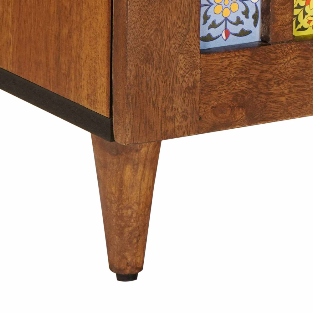 Produktbild för Sideboard med hylla Valnöt 90 x 33,5 x 75 cm Massivt mangoträ
