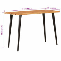 Produktbild för Matbord Brun och svart 110 x 55 x 78 cm Massivt mangoträ
