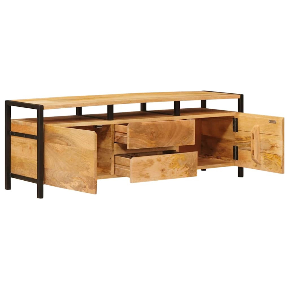 Produktbild för Förvaringsskåp med låda Brun 110 x 30 x 40 cm Massivt mangoträ