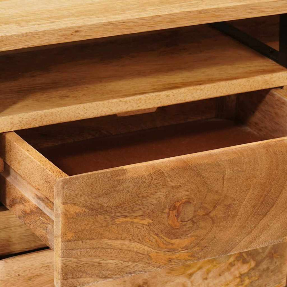 Produktbild för Förvaringsskåp med låda Brun 110 x 30 x 40 cm Massivt mangoträ