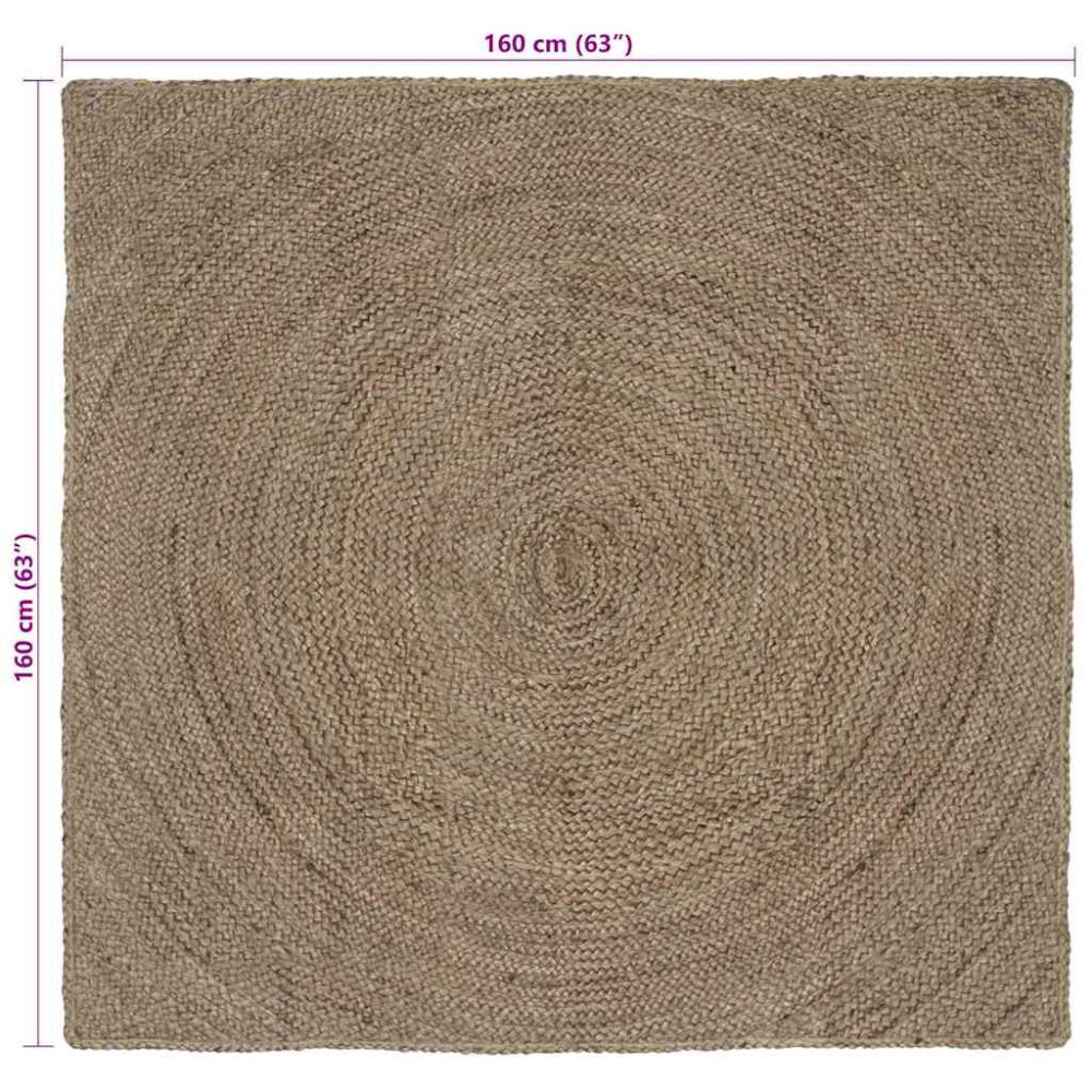 Produktbild för Områdesmattor Grå 160 x 160 cm Jute