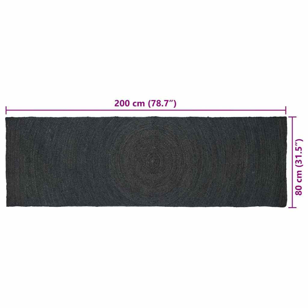 Produktbild för Områdesmattor Mörkgrå 80 x 200 cm Jute
