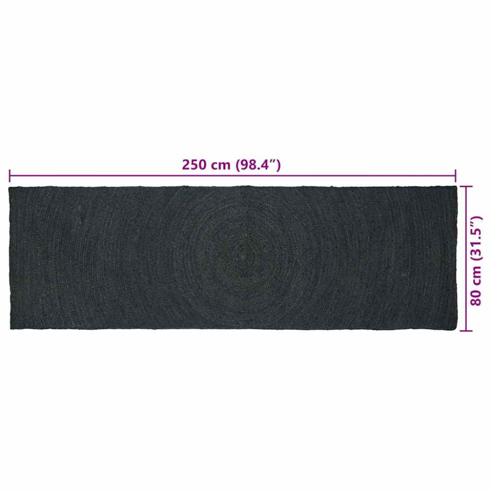 Produktbild för Områdesmattor Mörkgrå 80 x 250 cm Jute