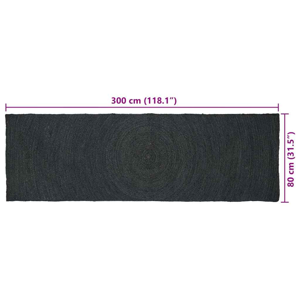 Produktbild för Områdesmattor Mörkgrå 80 x 300 cm Jute