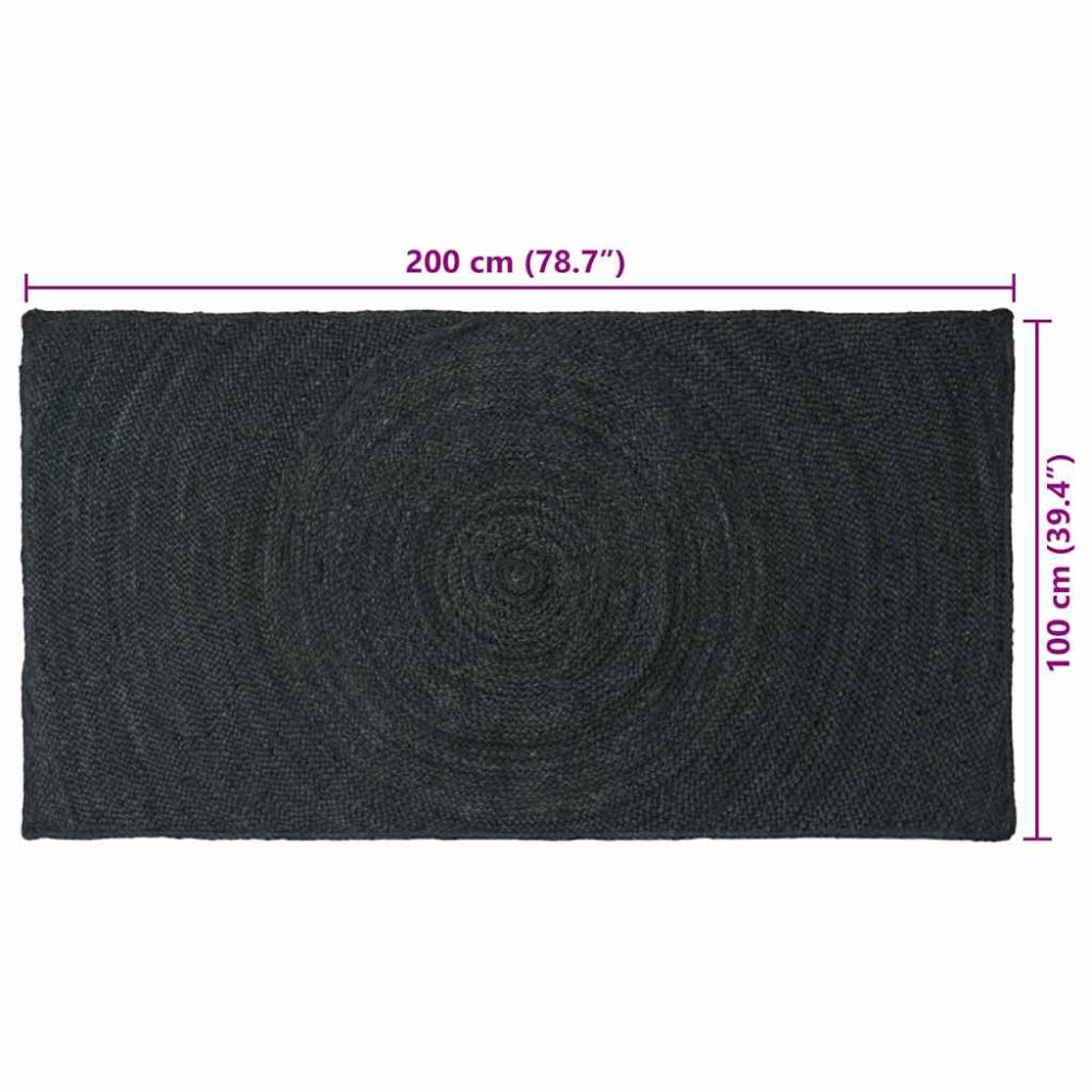 Produktbild för Områdesmattor Mörkgrå 100 x 200 cm Jute