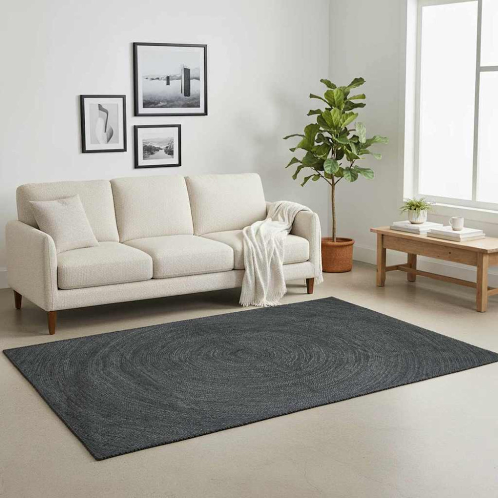 Produktbild för Områdesmattor Mörkgrå 140 x 200 cm Jute