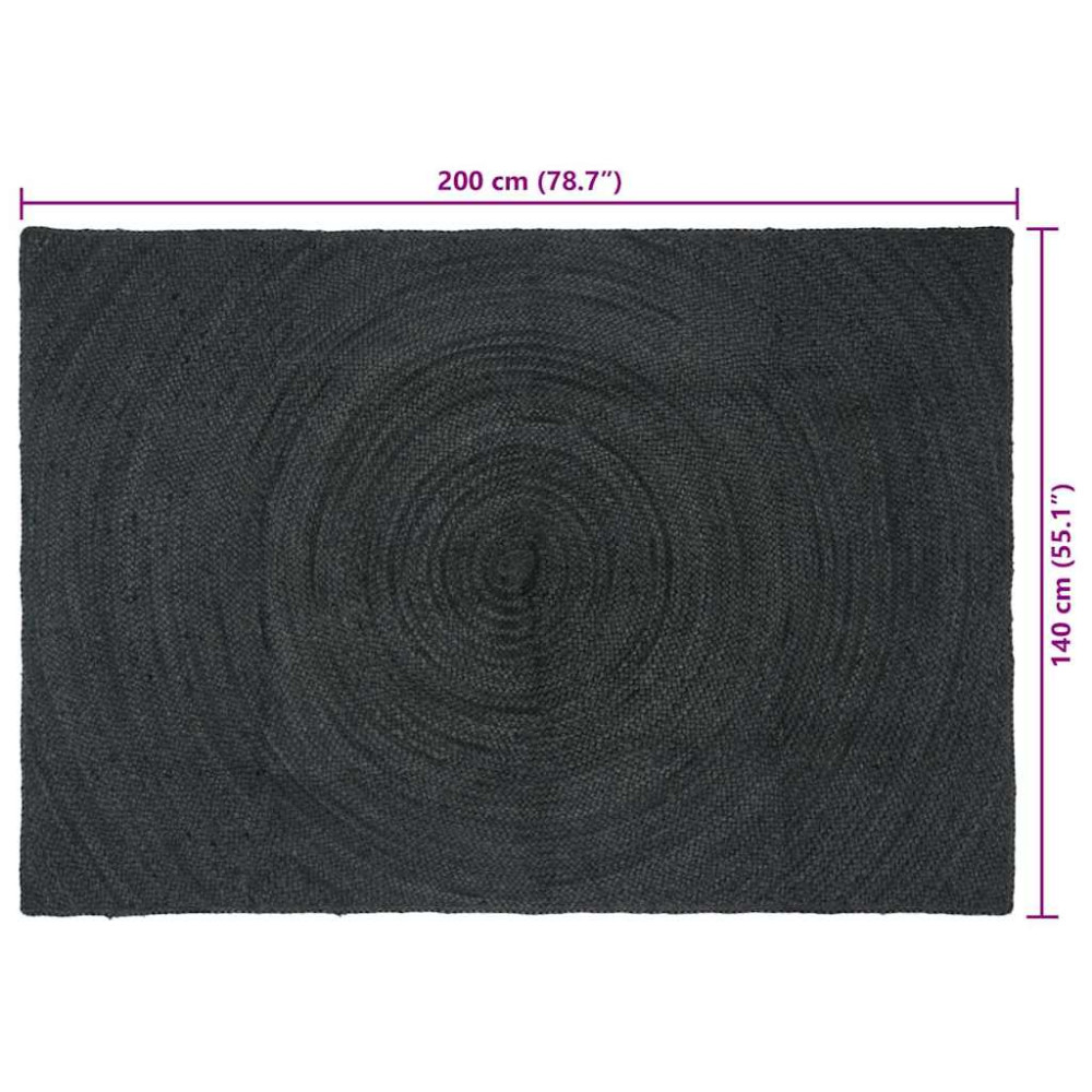 Produktbild för Områdesmattor Mörkgrå 140 x 200 cm Jute