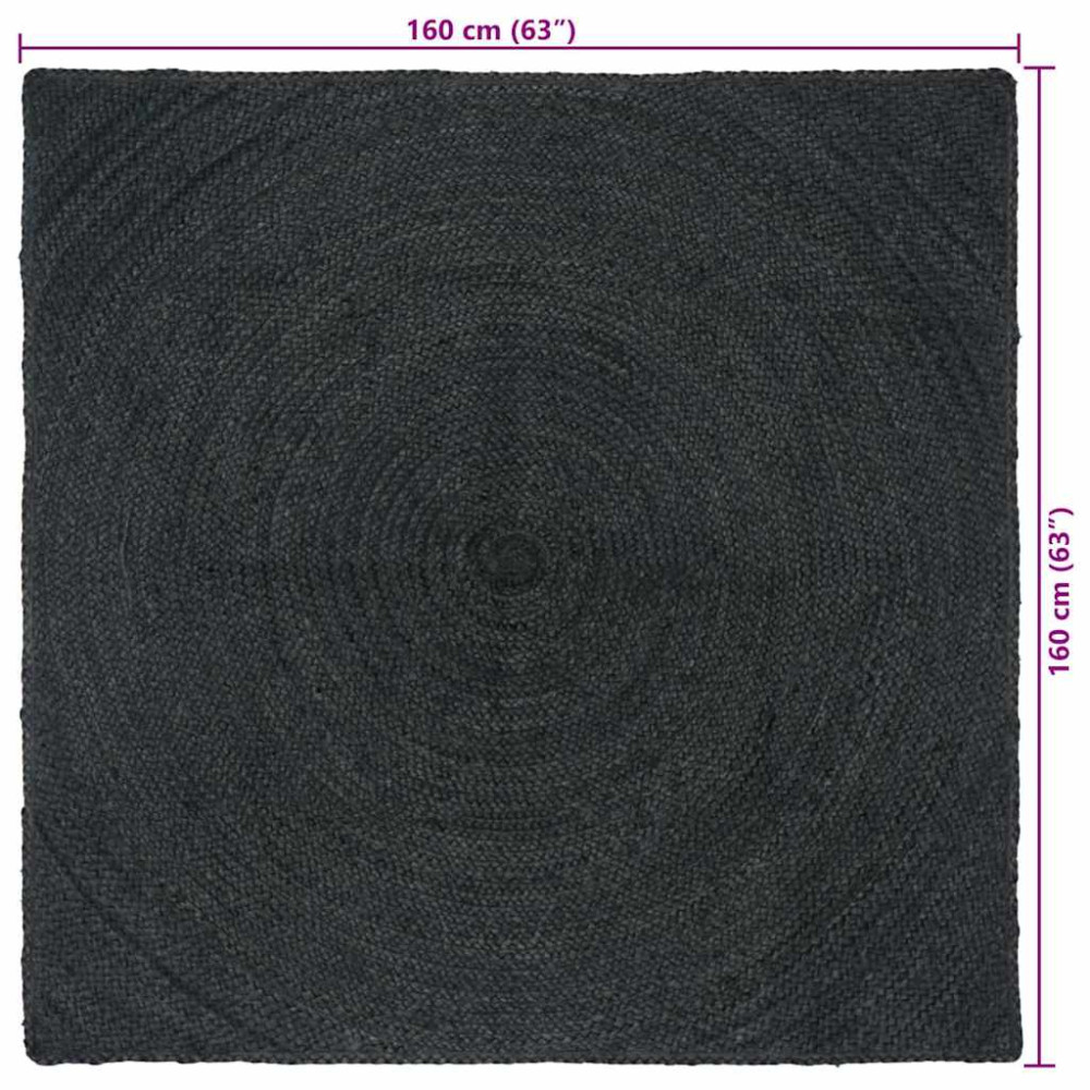 Produktbild för Områdesmattor Mörkgrå 160 x 160 cm Jute