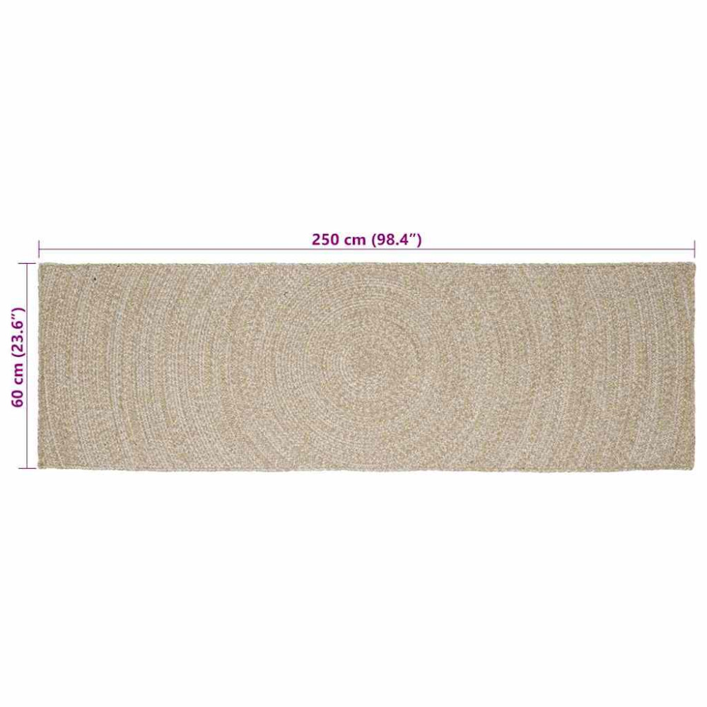 Produktbild för Områdesmattor Naturlig och vit 60 x 250 cm Jute