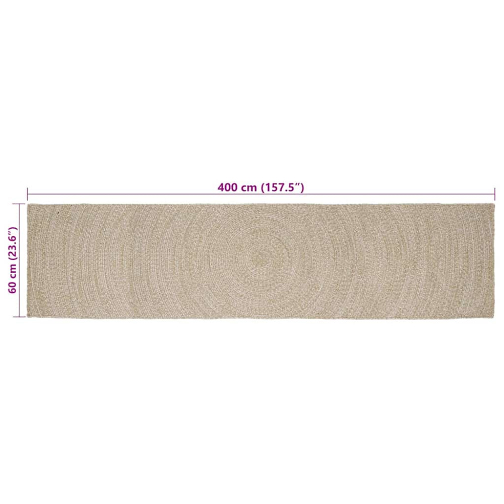 Produktbild för Områdesmattor Naturlig och vit 60 x 400 cm Jute