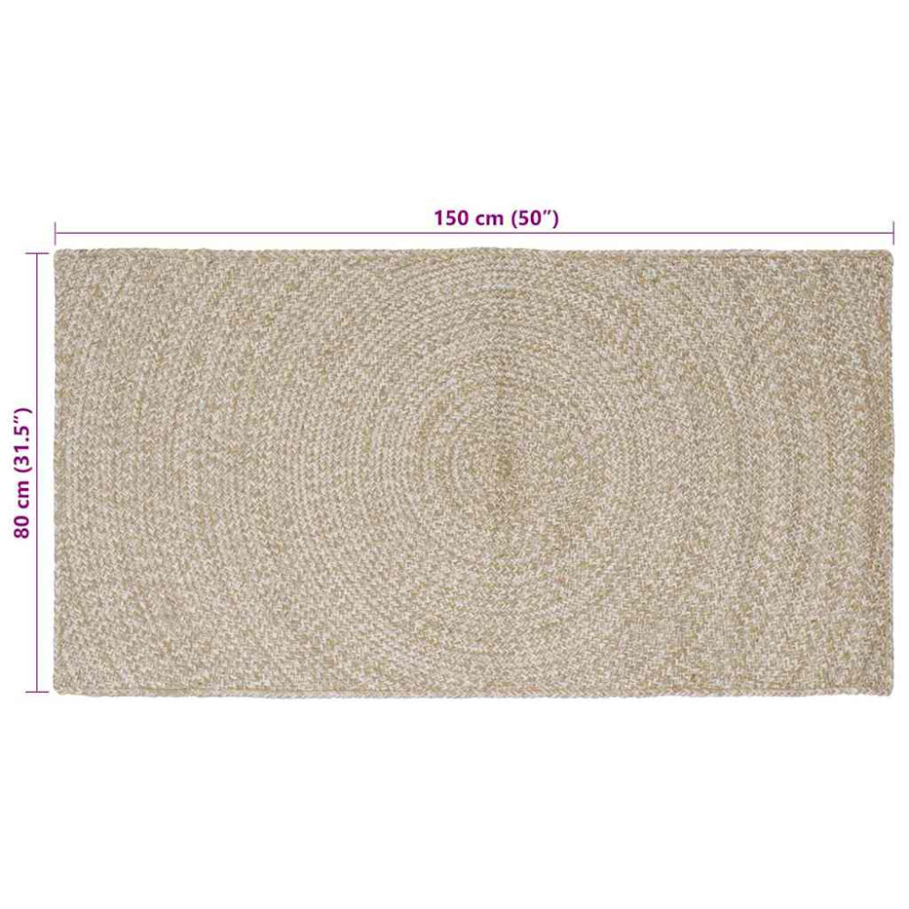 Produktbild för Områdesmattor Naturlig och vit 80 x 150 cm Jute