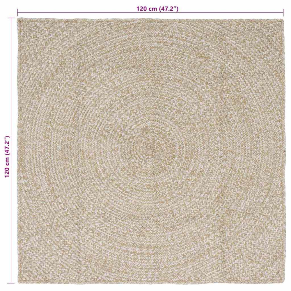 Produktbild för Områdesmattor Naturlig och vit 120 x 120 cm Jute