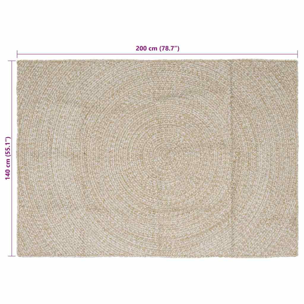 Produktbild för Områdesmattor Naturlig och vit 140 x 200 cm Jute