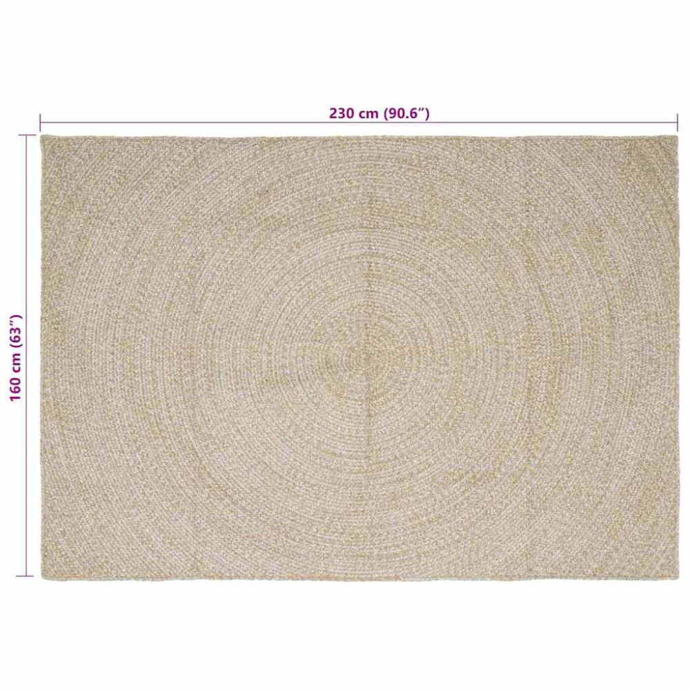 Produktbild för Områdesmattor Naturlig och vit 160 x 230 cm Jute
