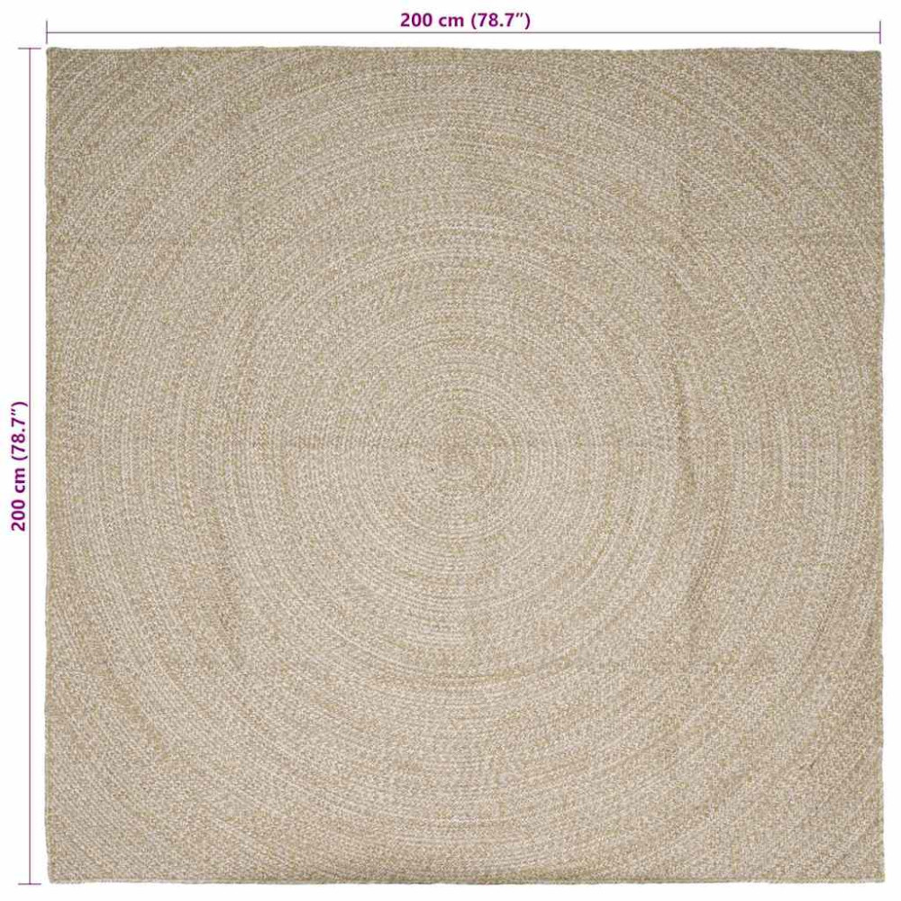 Produktbild för Områdesmattor Naturlig och vit 200 x 200 cm Jute