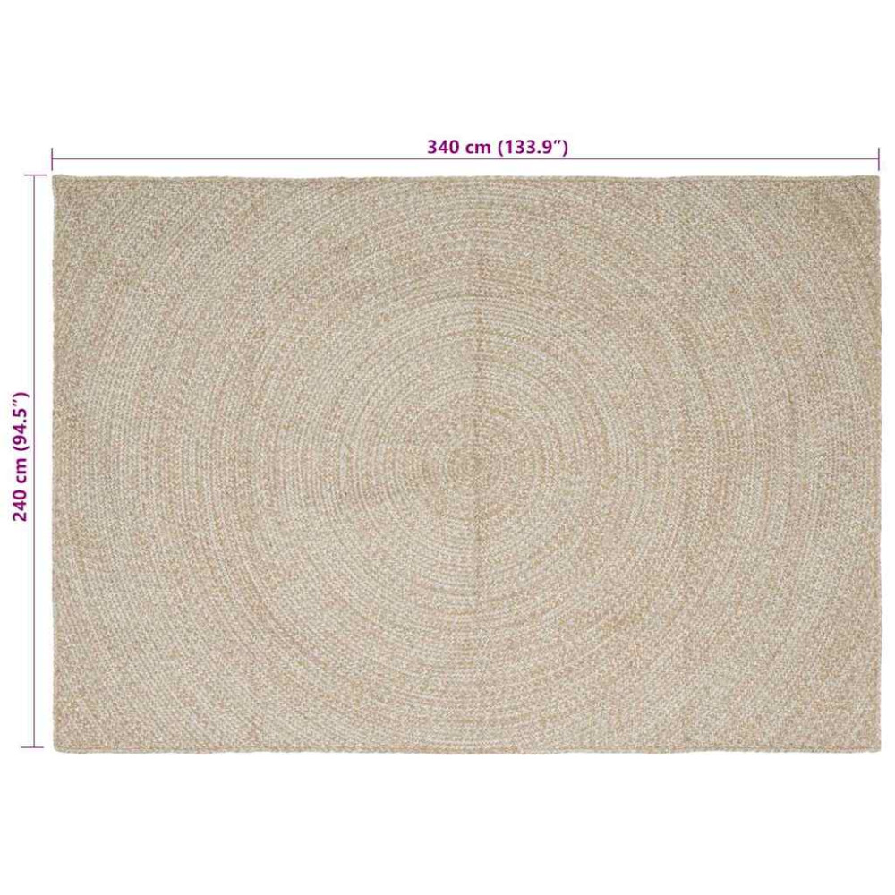 Produktbild för Områdesmattor Naturlig och vit 240 x 340 cm Jute