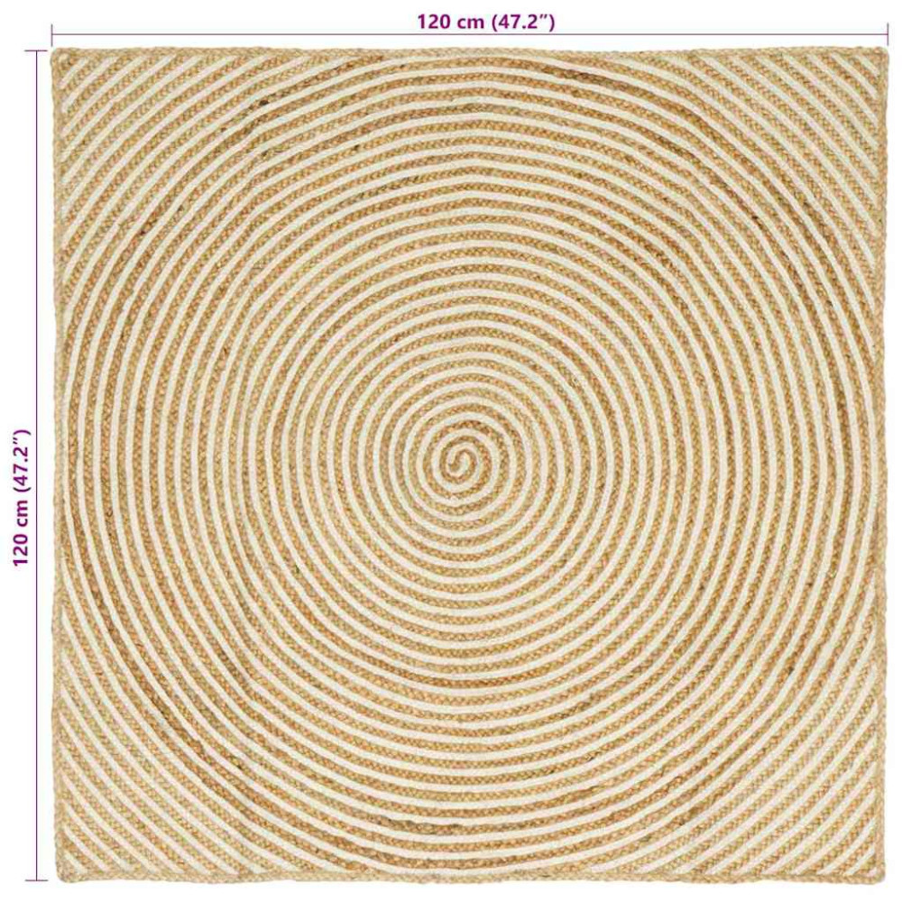 Produktbild för Områdesmattor Vit 120 x 120 cm Jute