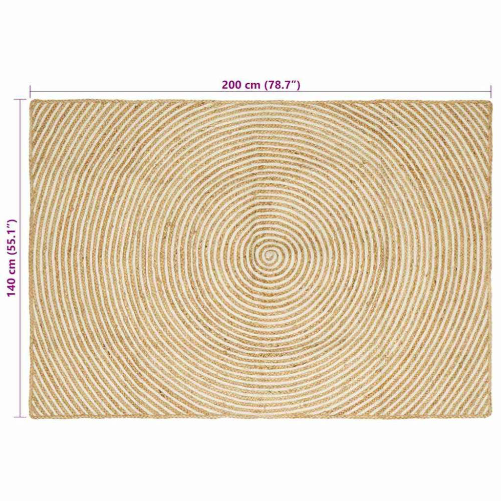 Produktbild för Områdesmattor Vit 140 x 200 cm Jute